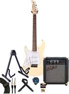 EastCoast ST1 Electric Guitar Pack Vintage White Left Handed